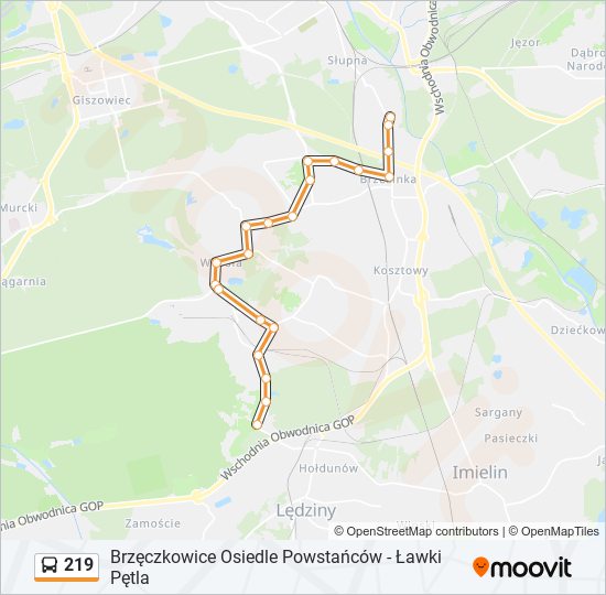 219 bus Line Map