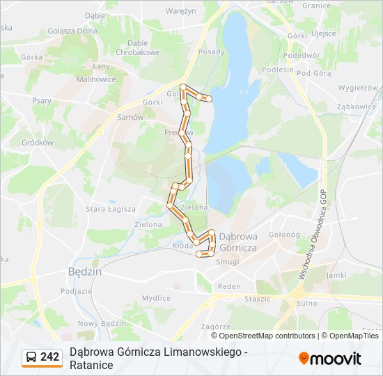 Mapa linii autobus 242