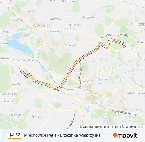 57 bus Line Map