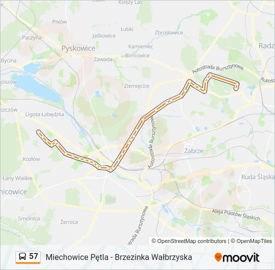 Автобус 57: карта маршрута