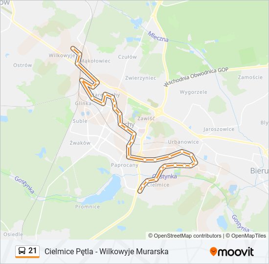 21 bus Line Map