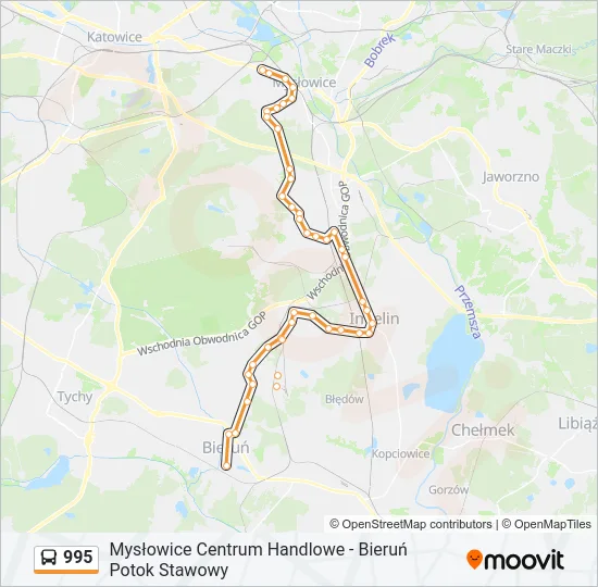 Автобус 995: карта маршрута