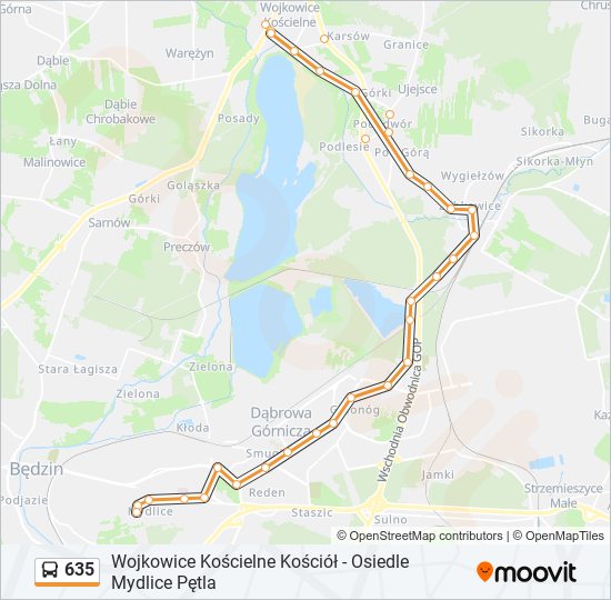 635 bus Line Map