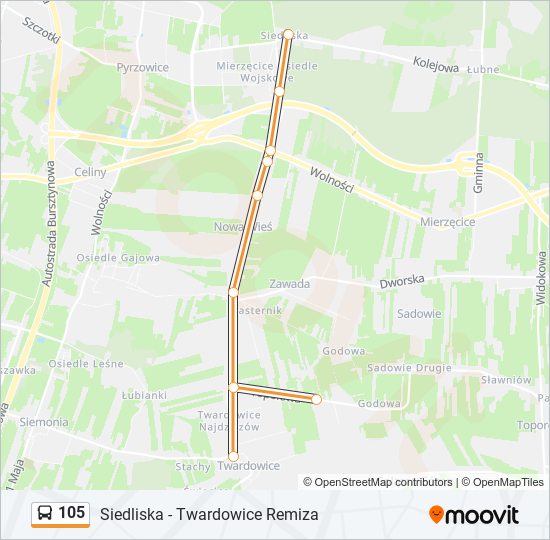 105 bus Line Map