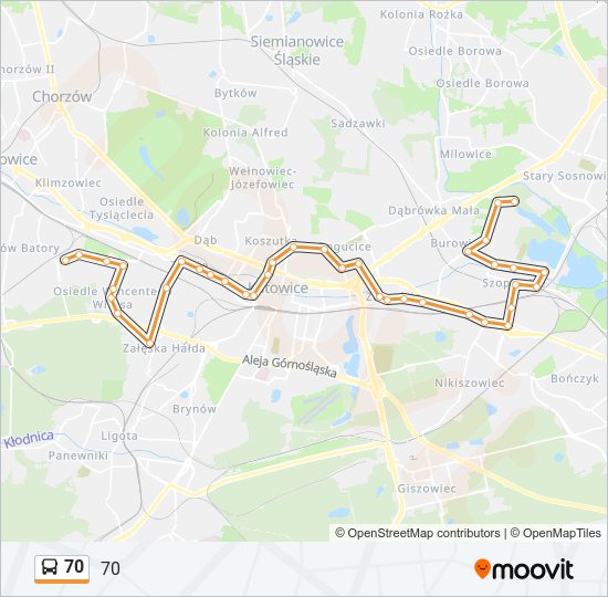 Автобус 70: карта маршрута