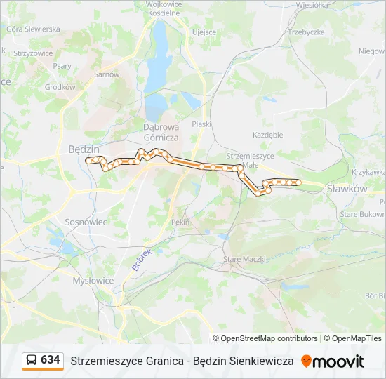 634 Bus Line Map