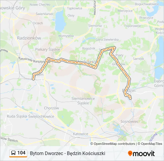 Автобус 104: карта маршрута