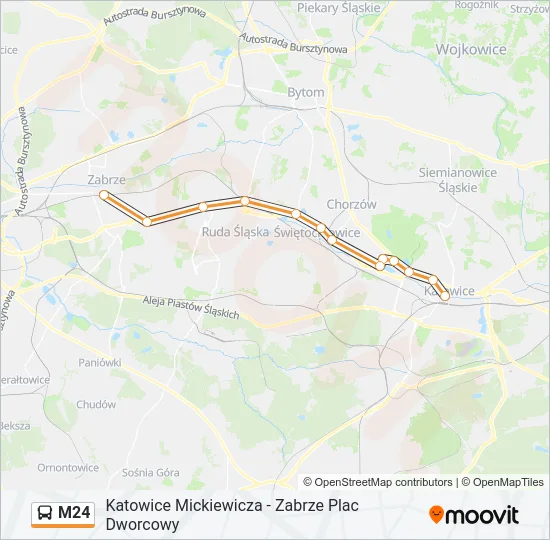 Автобус M24: карта маршрута