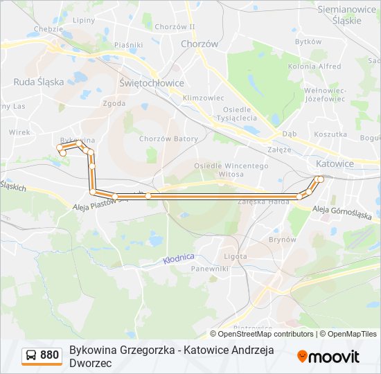 880 bus Line Map