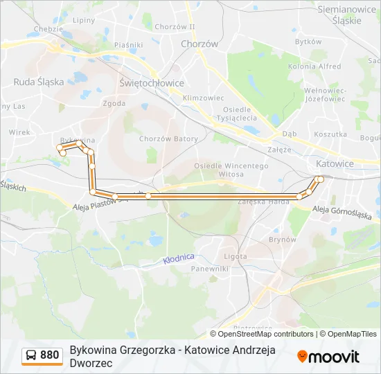 Автобус 880: карта маршрута