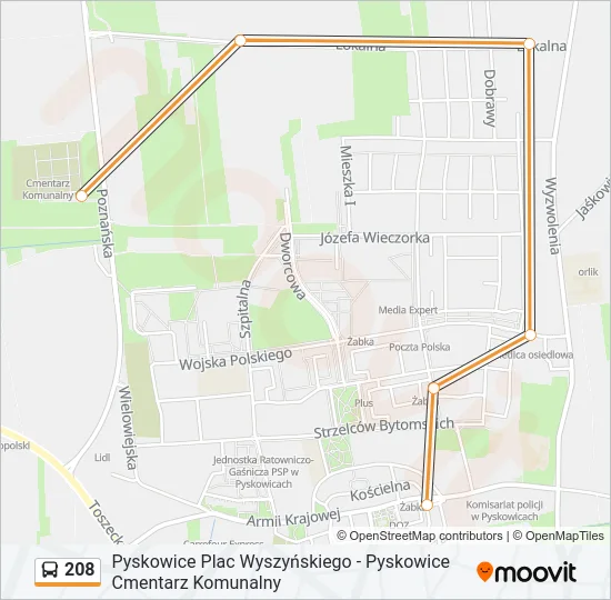 Автобус 208: карта маршрута