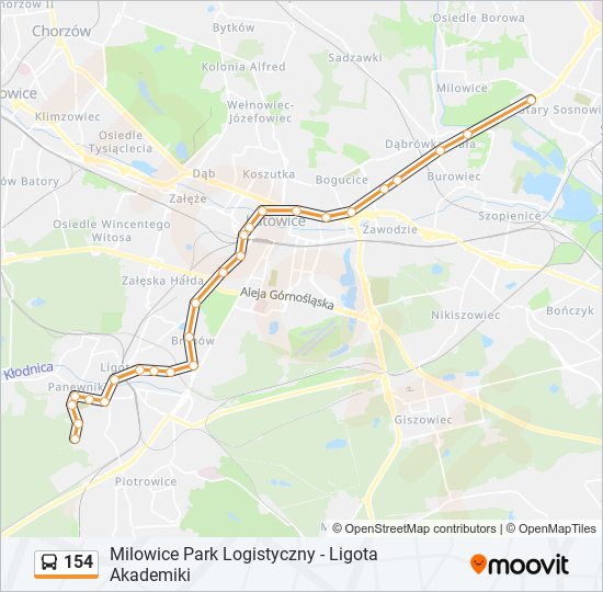 154 bus Line Map