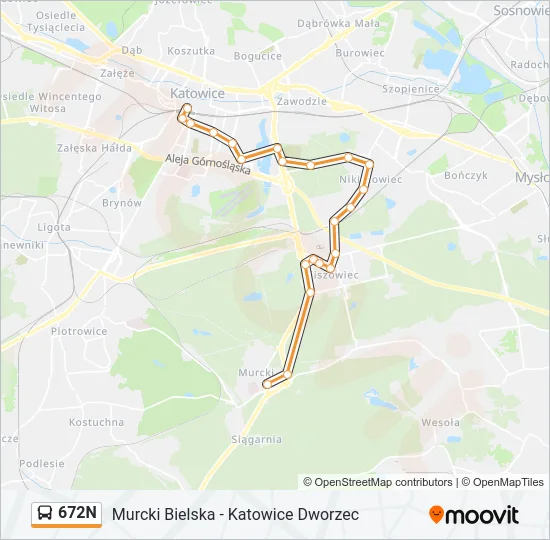 Автобус 672N: карта маршрута