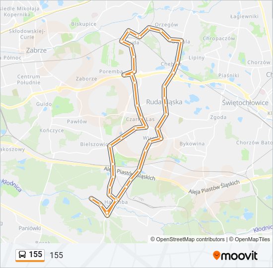 155 bus Line Map