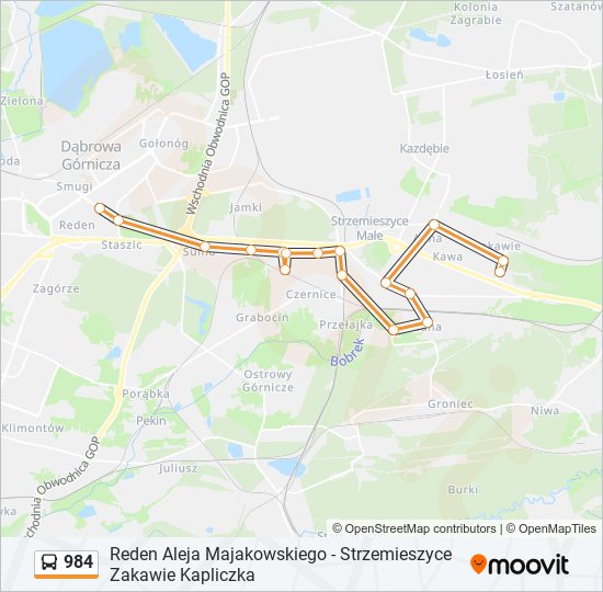 984 bus Line Map