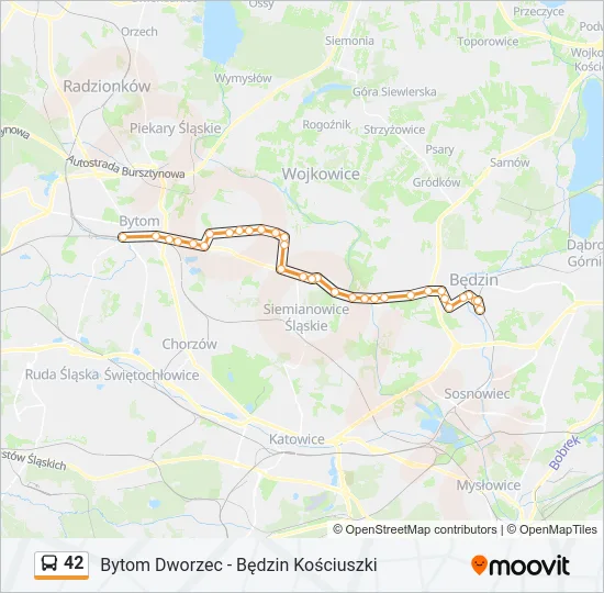 Автобус 42: карта маршрута