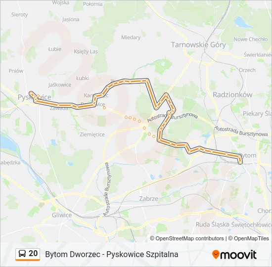 Автобус 20: карта маршрута