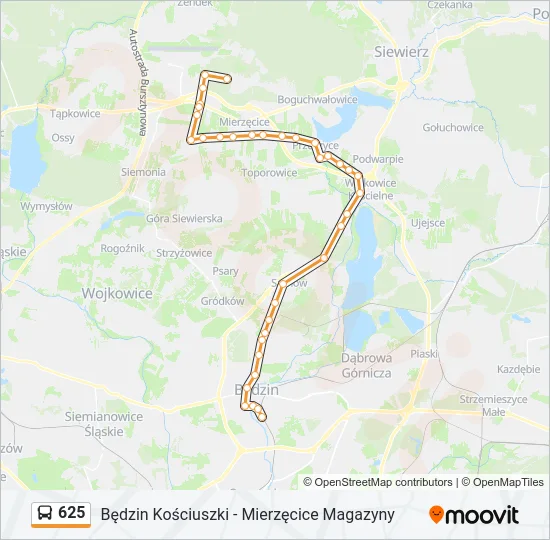 Автобус 625: карта маршрута