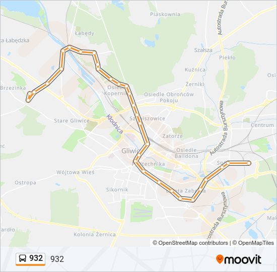 932 bus Line Map