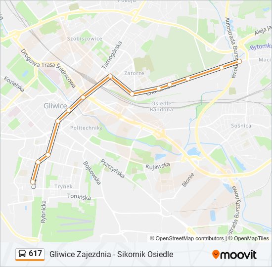 617 bus Line Map