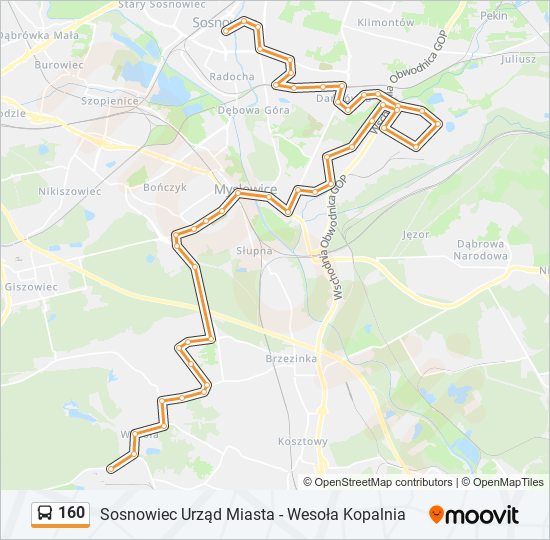 160 bus Line Map