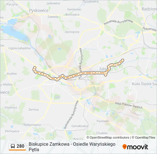 Автобус 280: карта маршрута