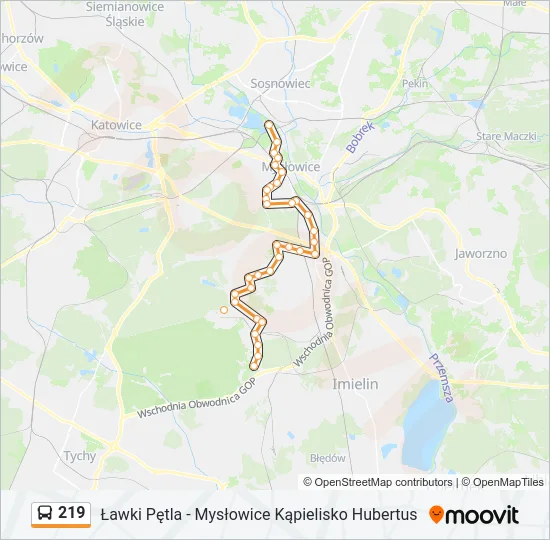 Автобус 219: карта маршрута