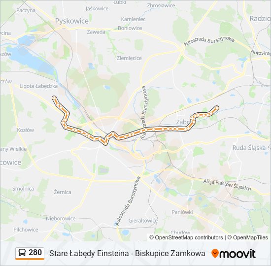 280 bus Line Map