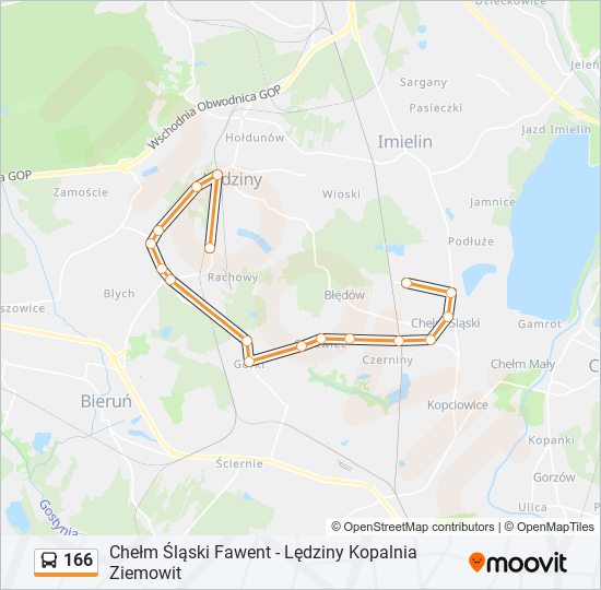 166 bus Line Map