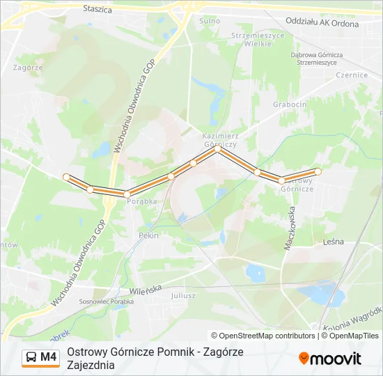 M4 Bus Line Map