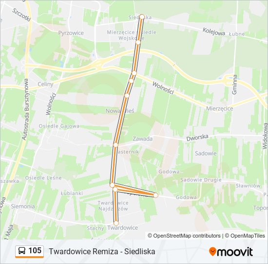 105 bus Line Map