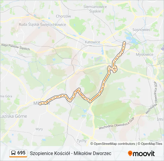 Автобус 695: карта маршрута