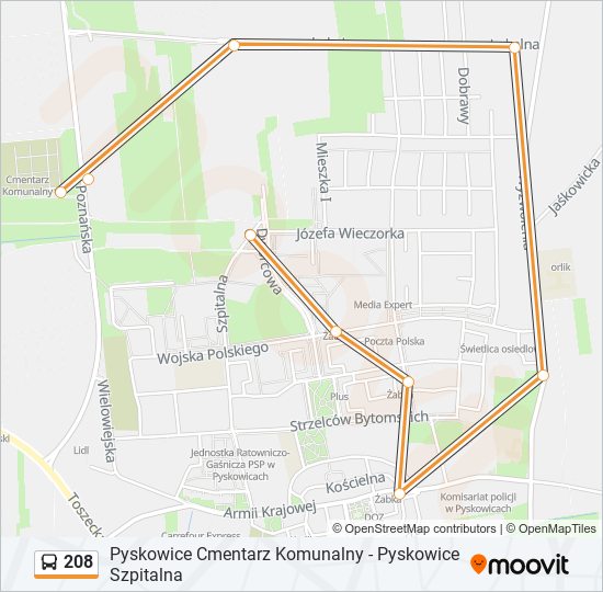 208 bus Line Map