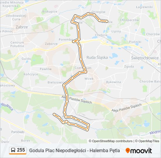 255 bus Line Map