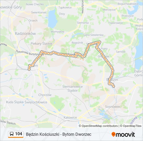 104 bus Line Map