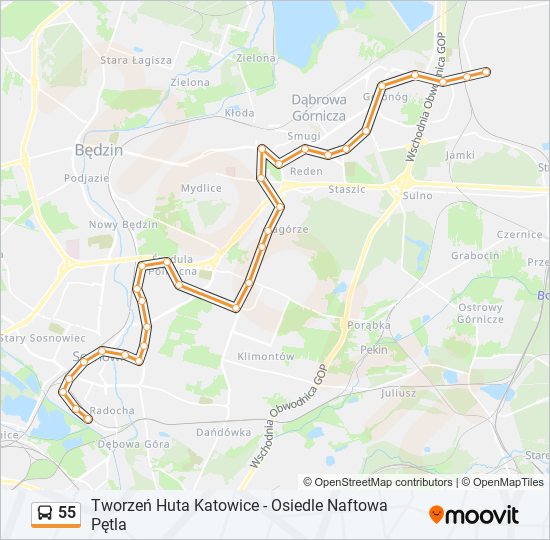 55 bus Line Map