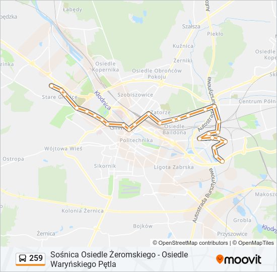 259 bus Line Map