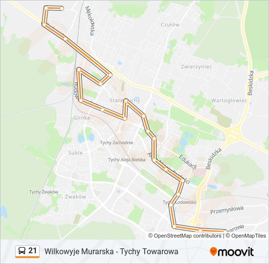 21 bus Line Map