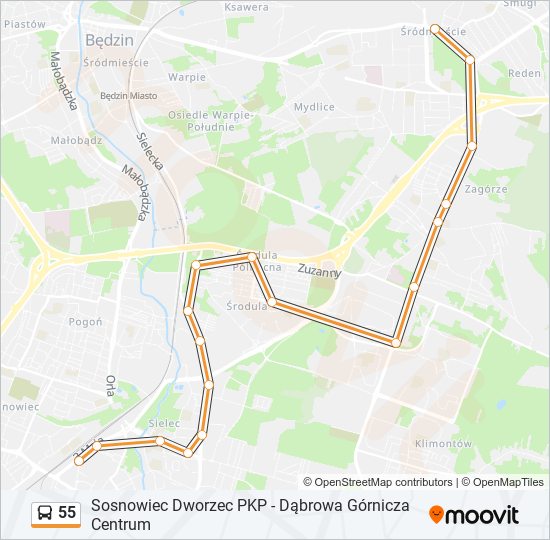 55 bus Line Map