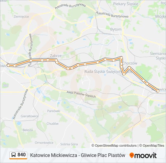 840 bus Line Map