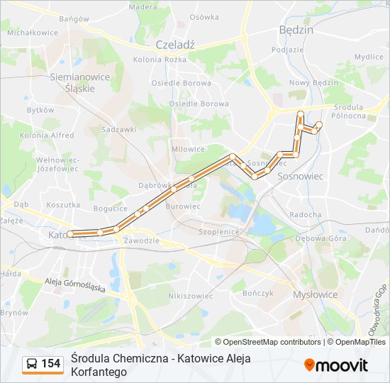 154 bus Line Map