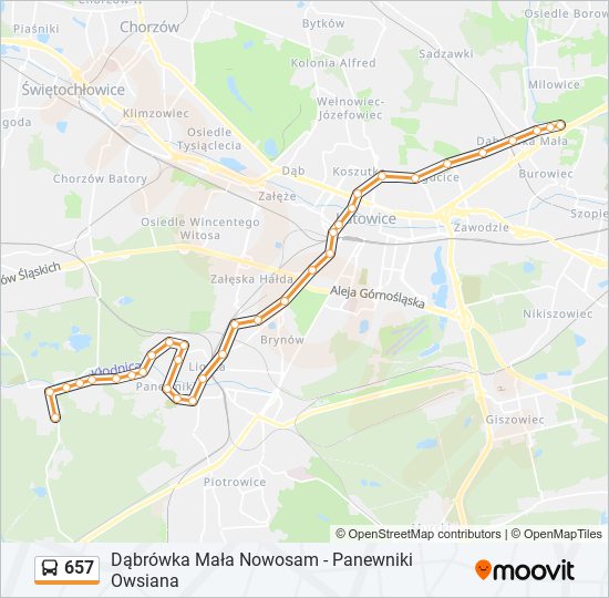 657 bus Line Map