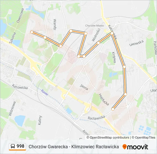 Автобус 998: карта маршрута