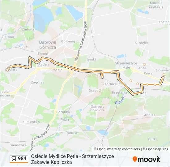 Автобус 984: карта маршрута