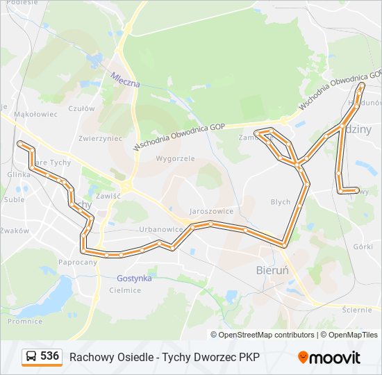 536 bus Line Map