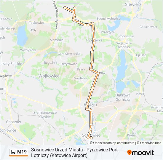 M19 bus Line Map