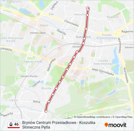 Трамвай 46: карта маршрута