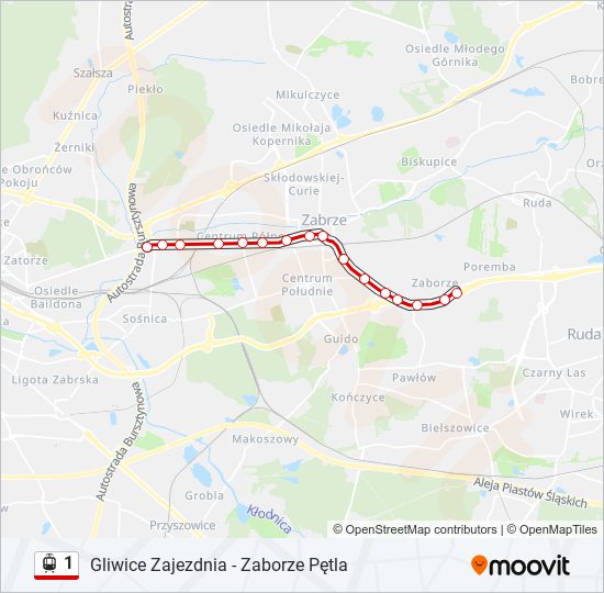 1 light rail Line Map