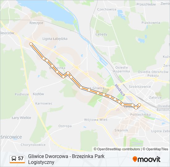 57 bus Line Map