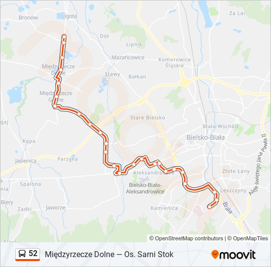 52 bus Line Map